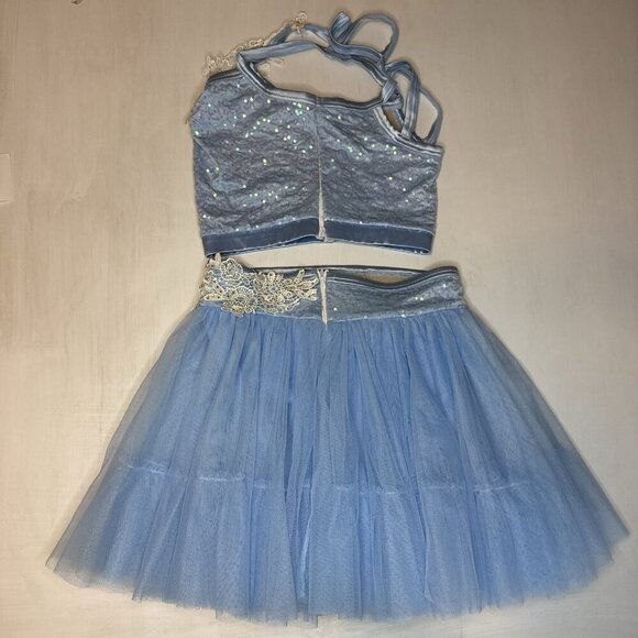 Weissman Dance Costume Girls L 2-Piece Blue Tutu Top Cinderella 9491 Sequins - Picture 7 of 16